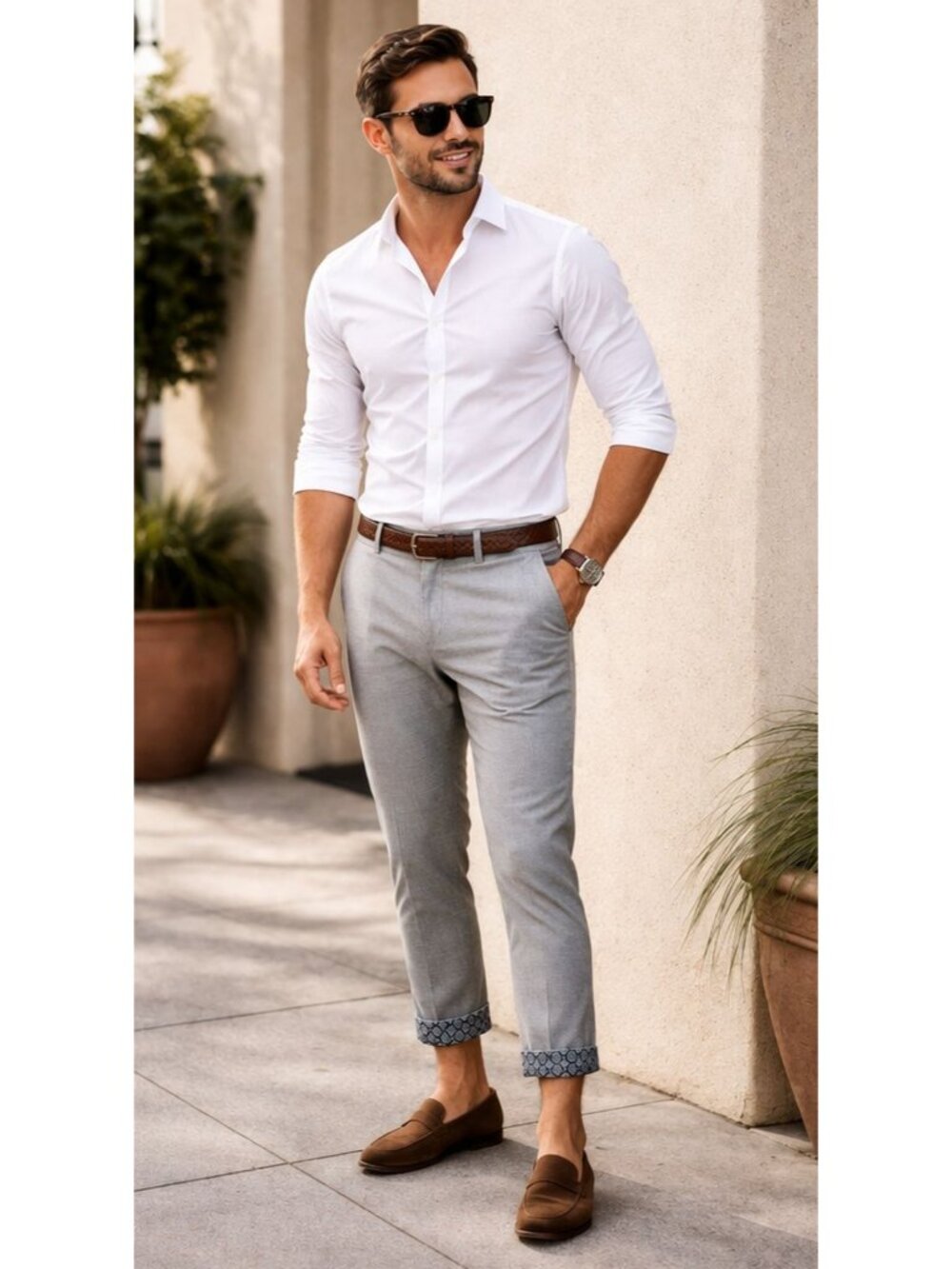 Ted Baker London Gray Tapered Cropped Dress Pants Slim Fit Cuffed Designer 33R